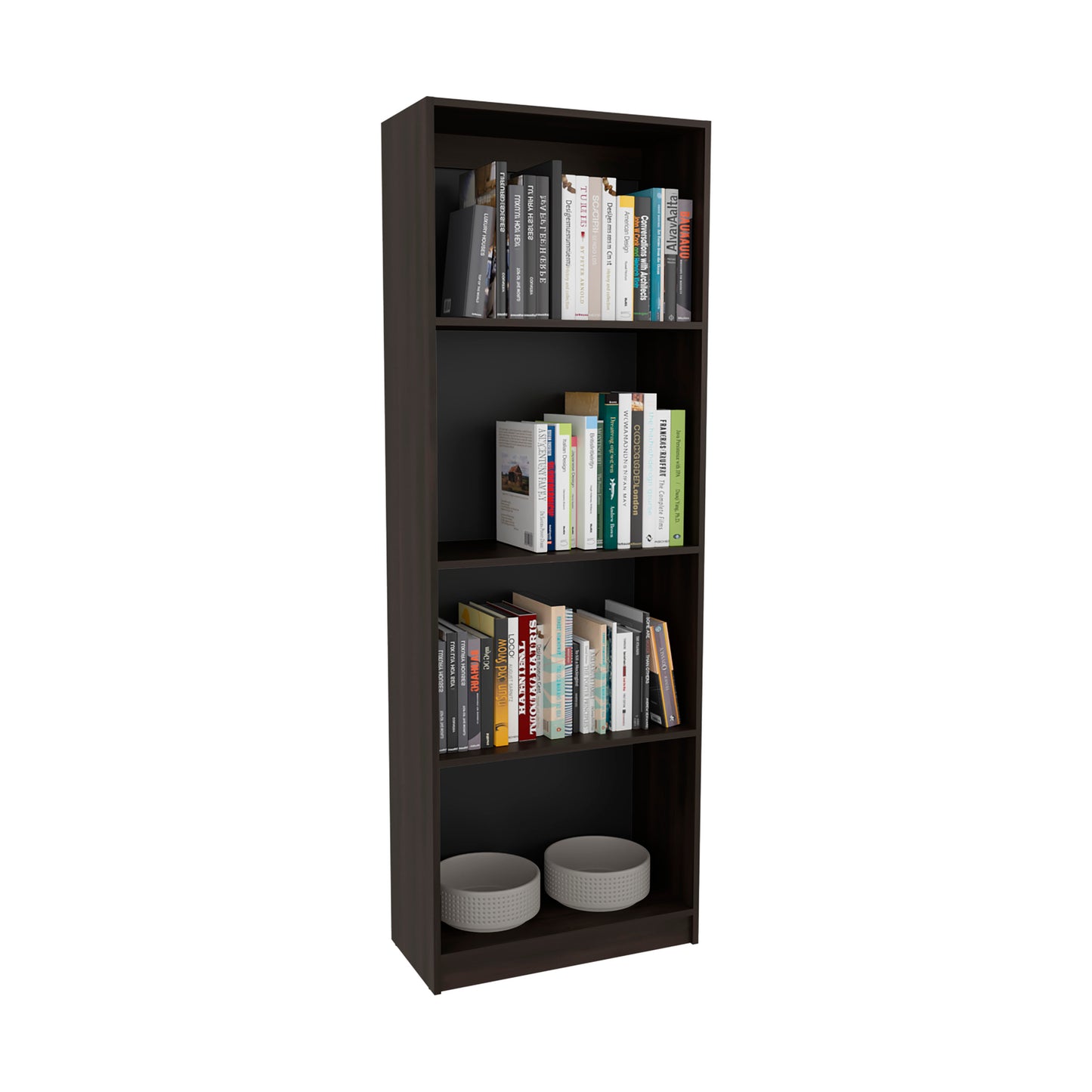 Home Tall Elegant 4-Shelf Bookcase, Open Storage
