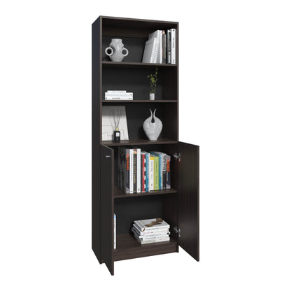 Home Two Door Bookcase, 2 Open Shelves And Concealed Storage