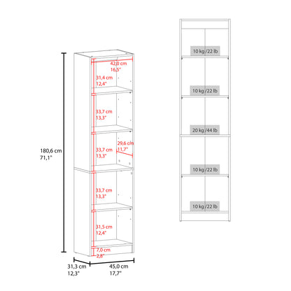 Home Tall Freestanding Bookcase with Double Doors and 5 Interior Storage Shelves, Vertical Storage Cabinet for Living Room, Office or Bedroom