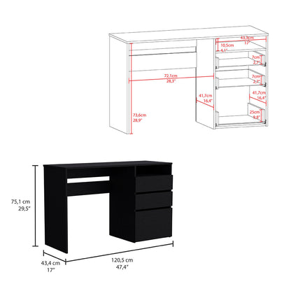 Dublin Three Drawer Computer Desk, One Shelf