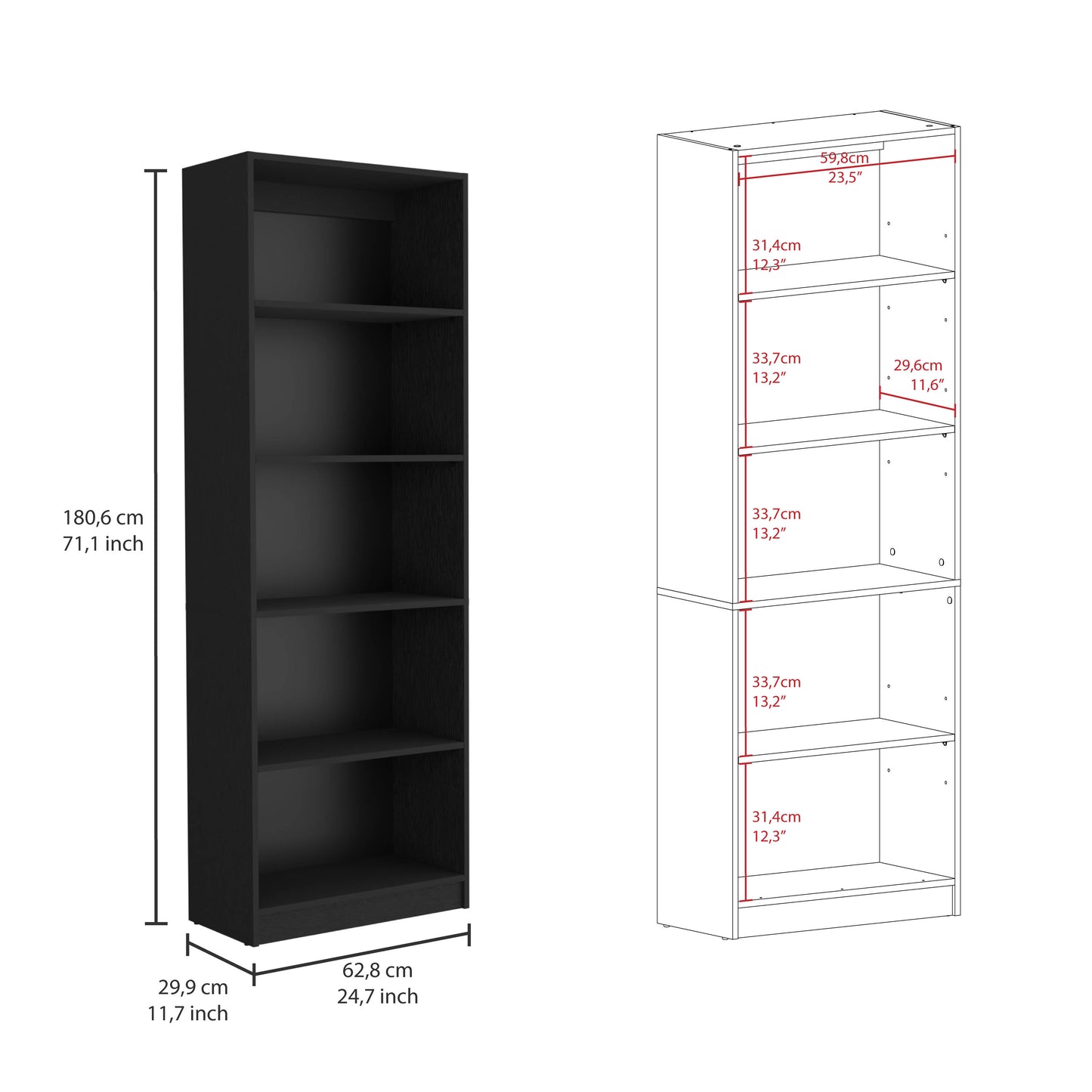 Home 4 Shelves Bookcase