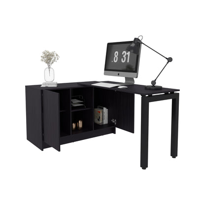 Alfie Rotable Desk 72-Inch Wide or Compact, Adjustable Workstation In Two Directions with Storage Compartments, For Home Office or Studio
