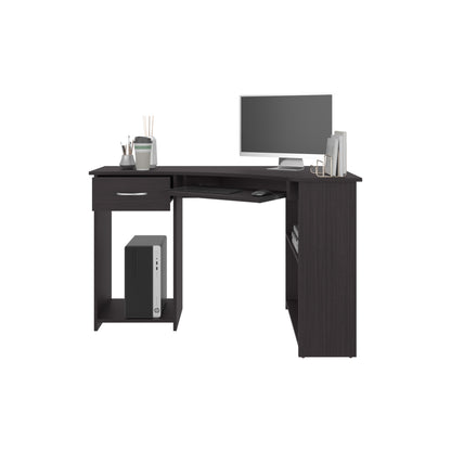 Jasper Corner Desk, Space-Saving L-Shaped Design With Two Side Shelves