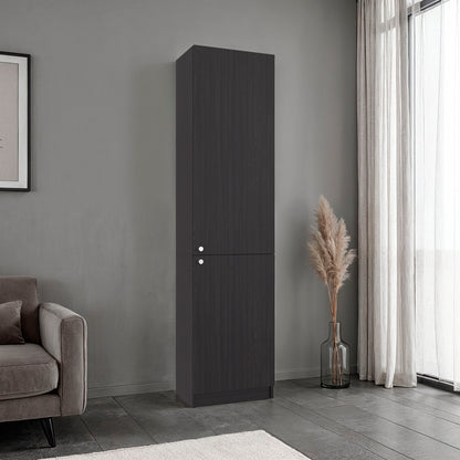 Home Tall Freestanding Bookcase with Double Doors and 5 Interior Storage Shelves, Vertical Storage Cabinet for Living Room, Office or Bedroom