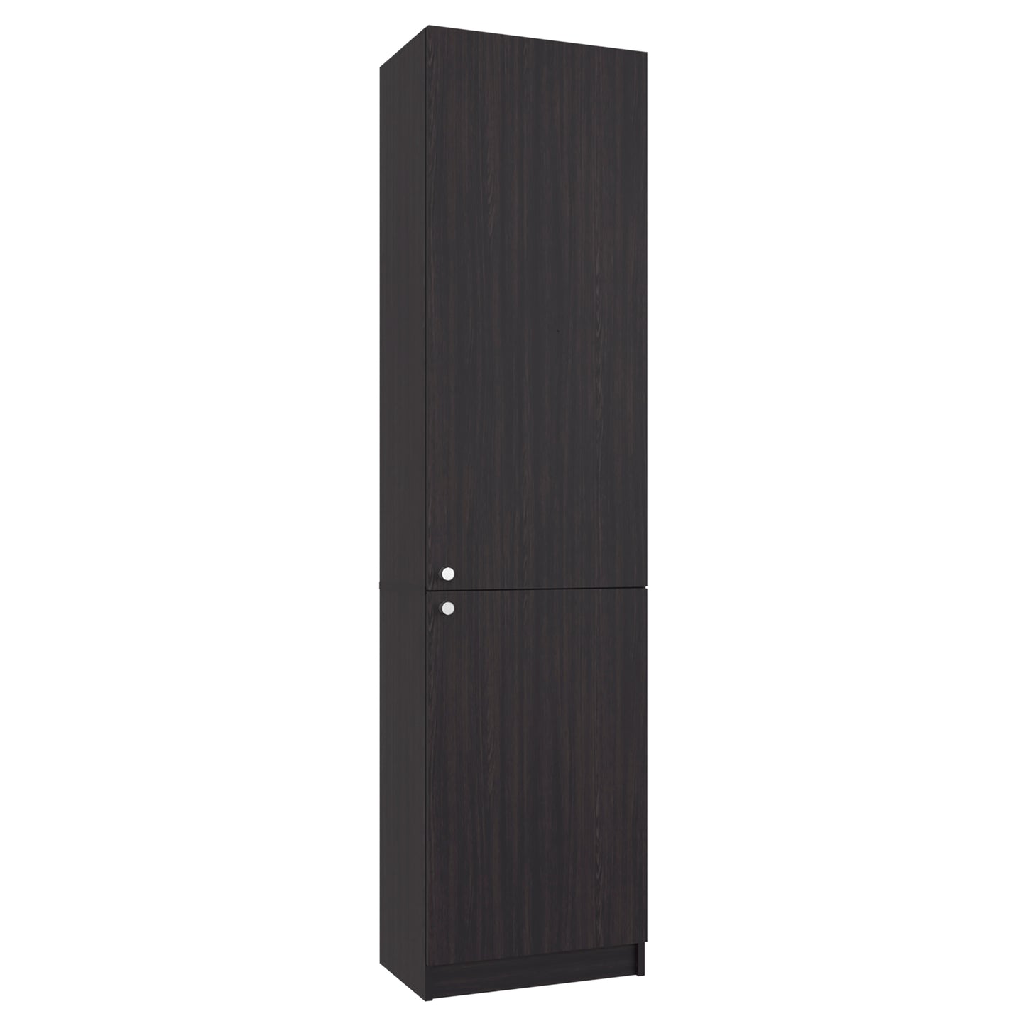 Black cabinet with two doors on a white background