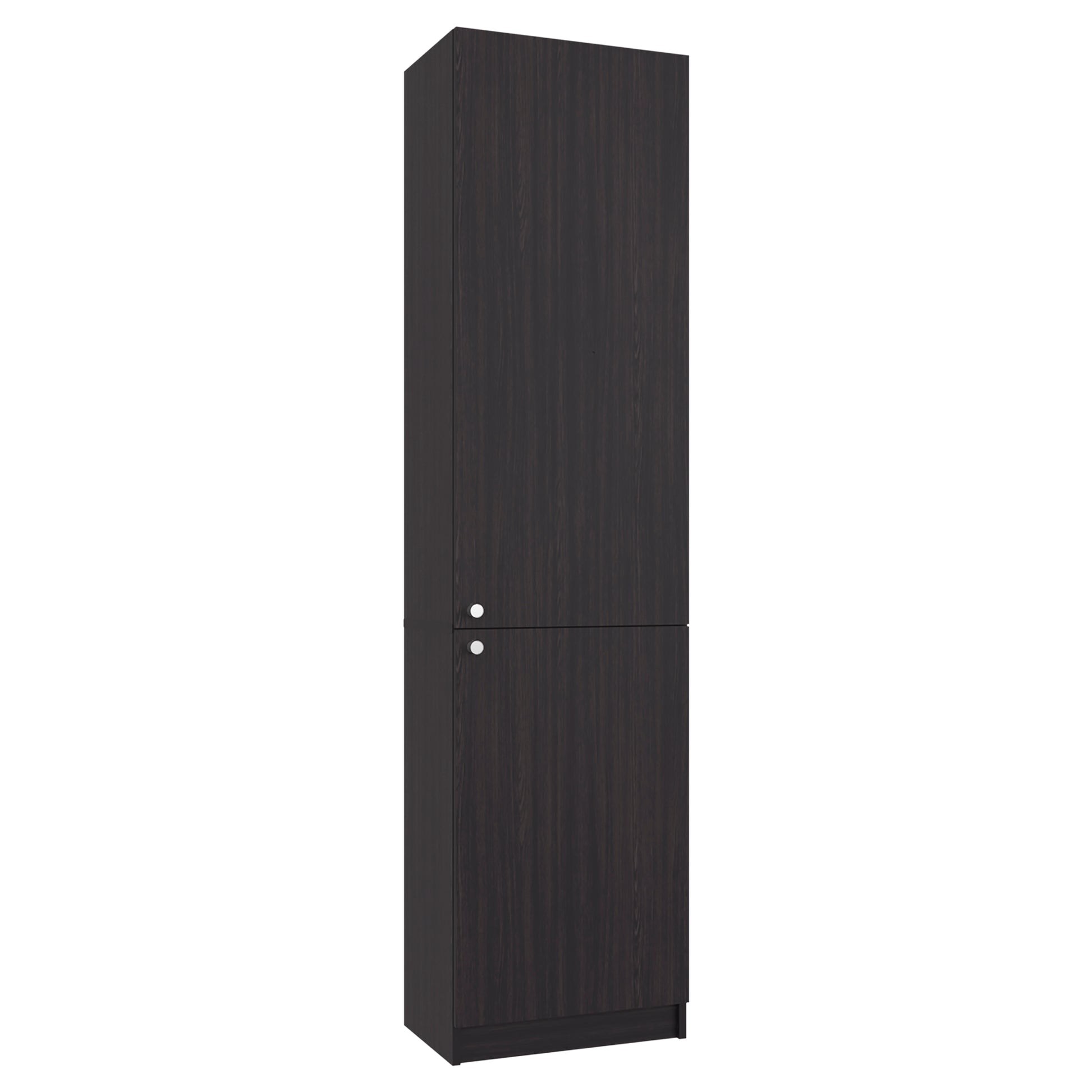 Black cabinet with two doors on a white background