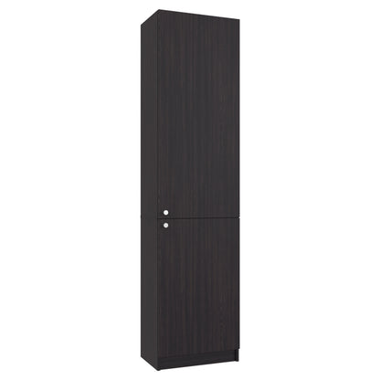 Black cabinet with two doors on a white background