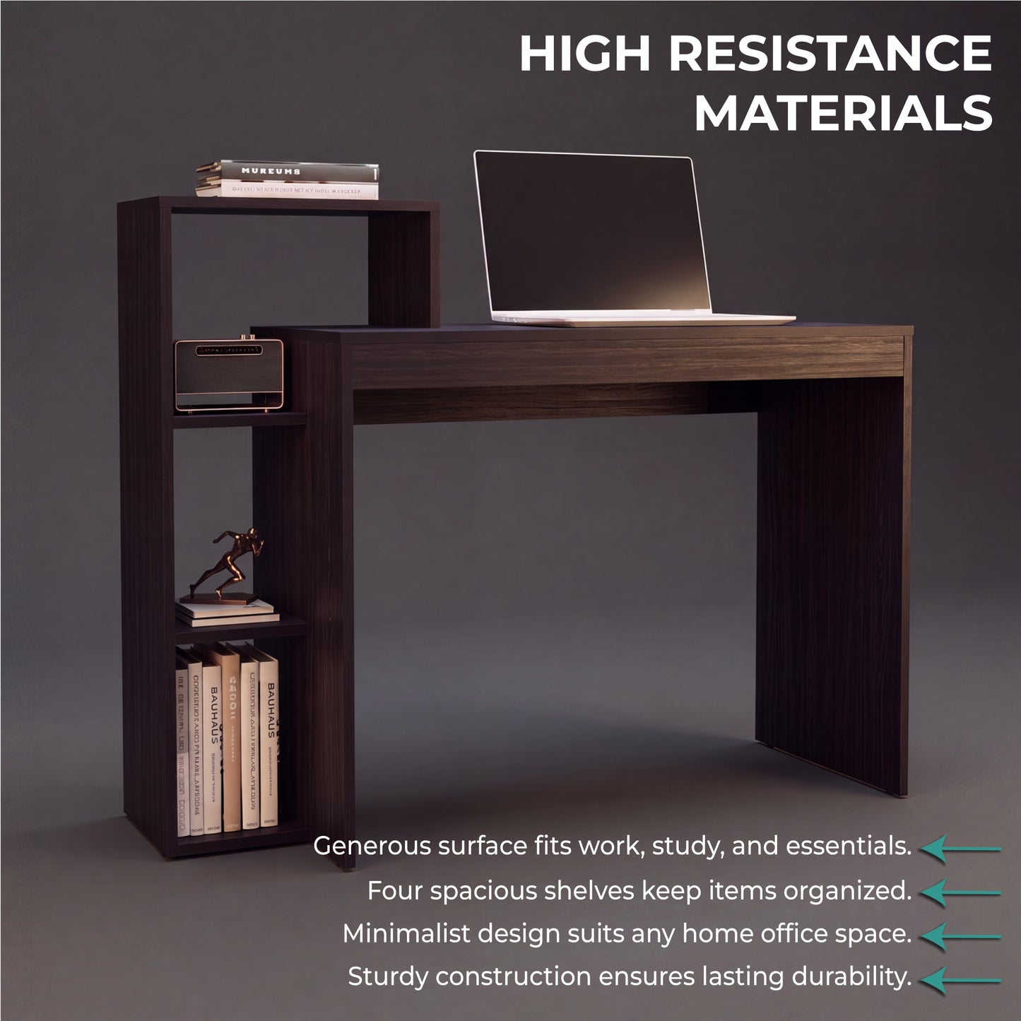 Britt 43" Wide Writting Desk, Dark Walnut