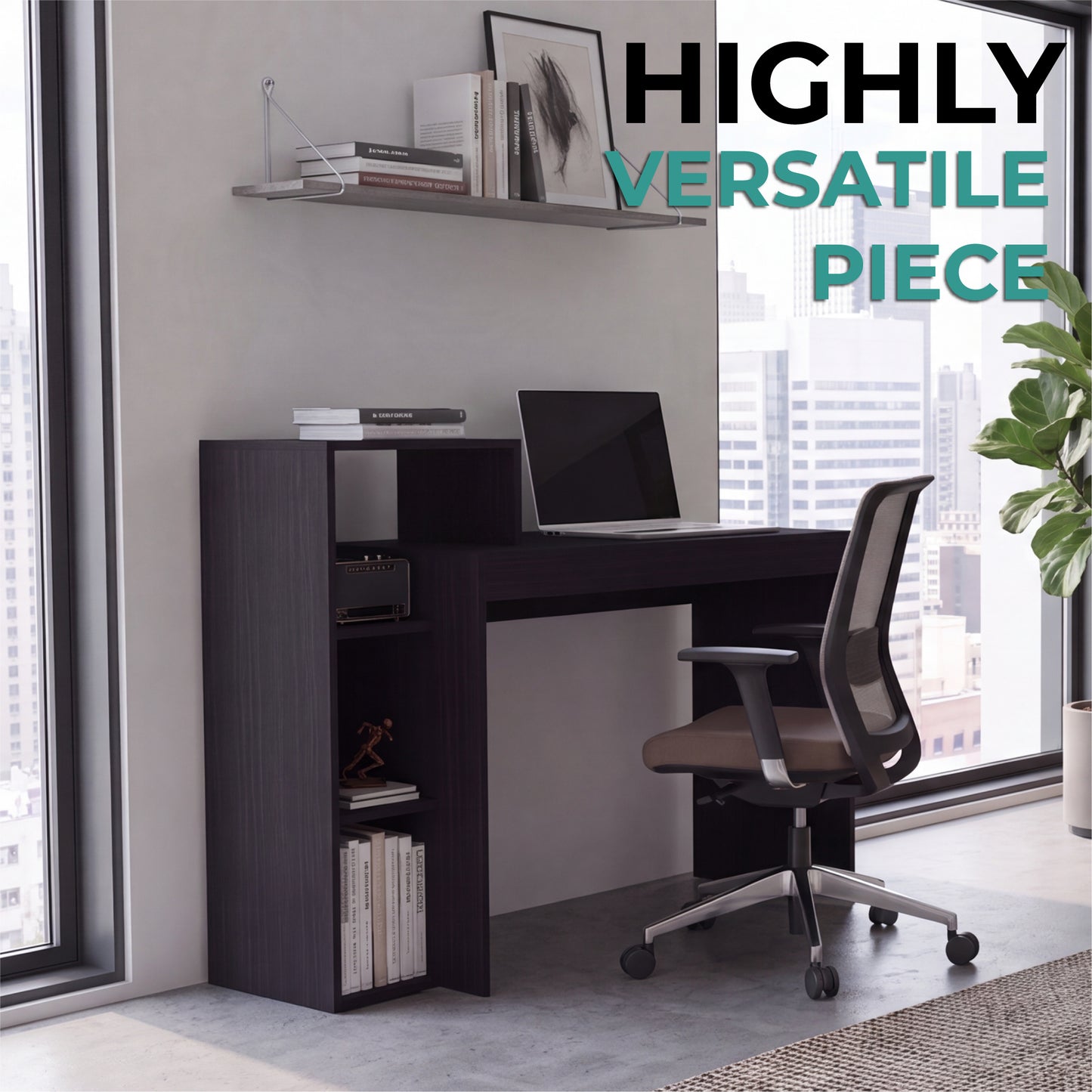 Britt 43" Wide Writting Desk, Dark Walnut