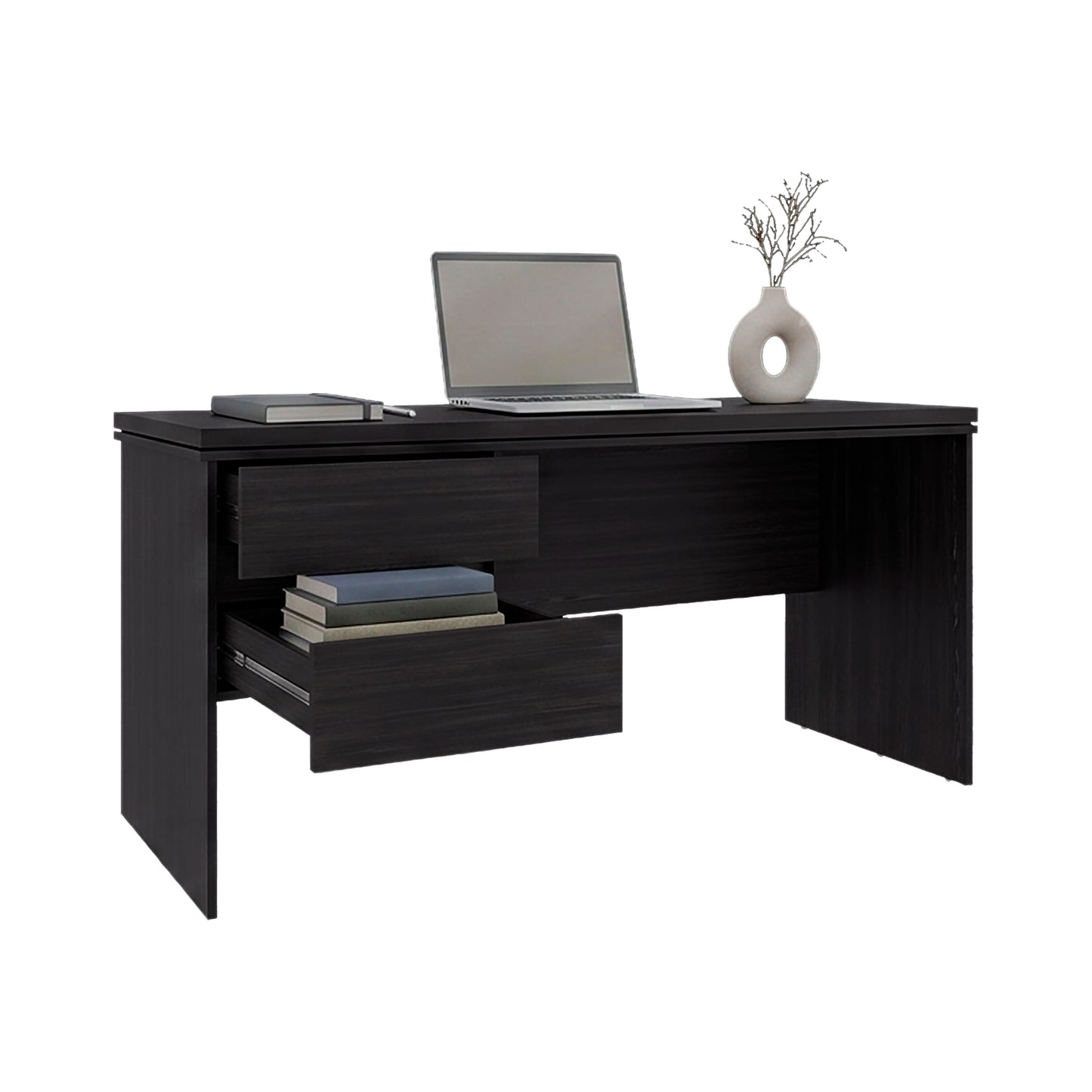 Toronto Modern Computer Desk with Storage Shelves, Spacious Workstation, Writing Table for Home Office, Study, Bedroom or Remote Work