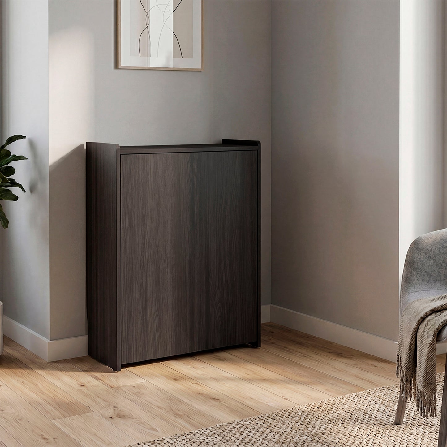 TUHOME Leslie Retractable Desk with Built-in Storage Shelves, Space Saving Computer Writing Table