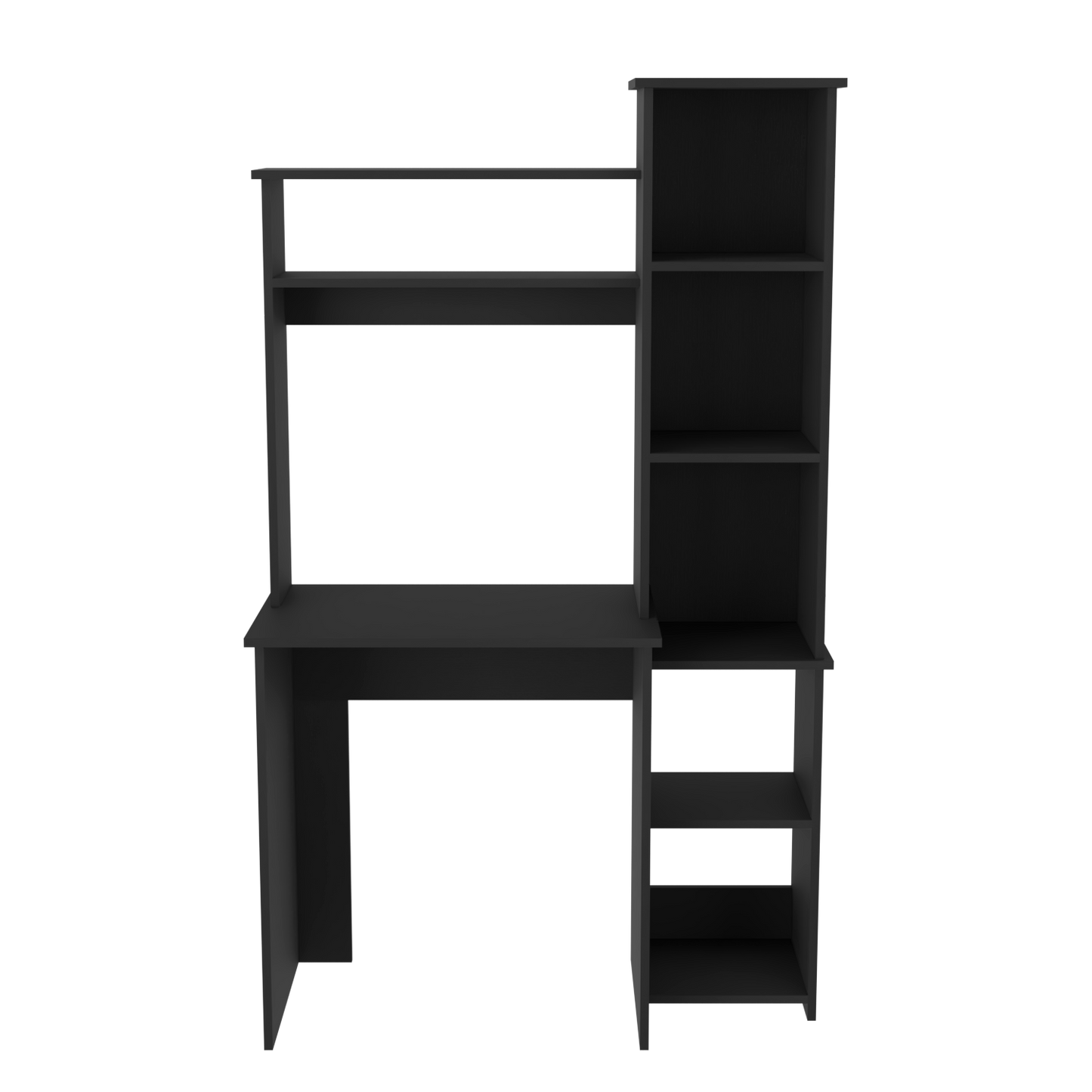 Tuhome Versalles Writing Desk with Two Superior Shelves, Five Side Open Storage Compartments, Space-Saving Modern Workstation Design for Studios and Offices, Ideal for Organization, Books, Accessories and Daily Productivity