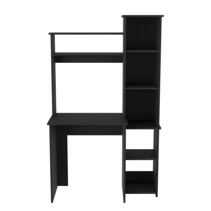 Tuhome Versalles Writing Desk with Two Superior Shelves, Five Side Open Storage Compartments, Space-Saving Modern Workstation Design for Studios and Offices, Ideal for Organization, Books, Accessories and Daily Productivity