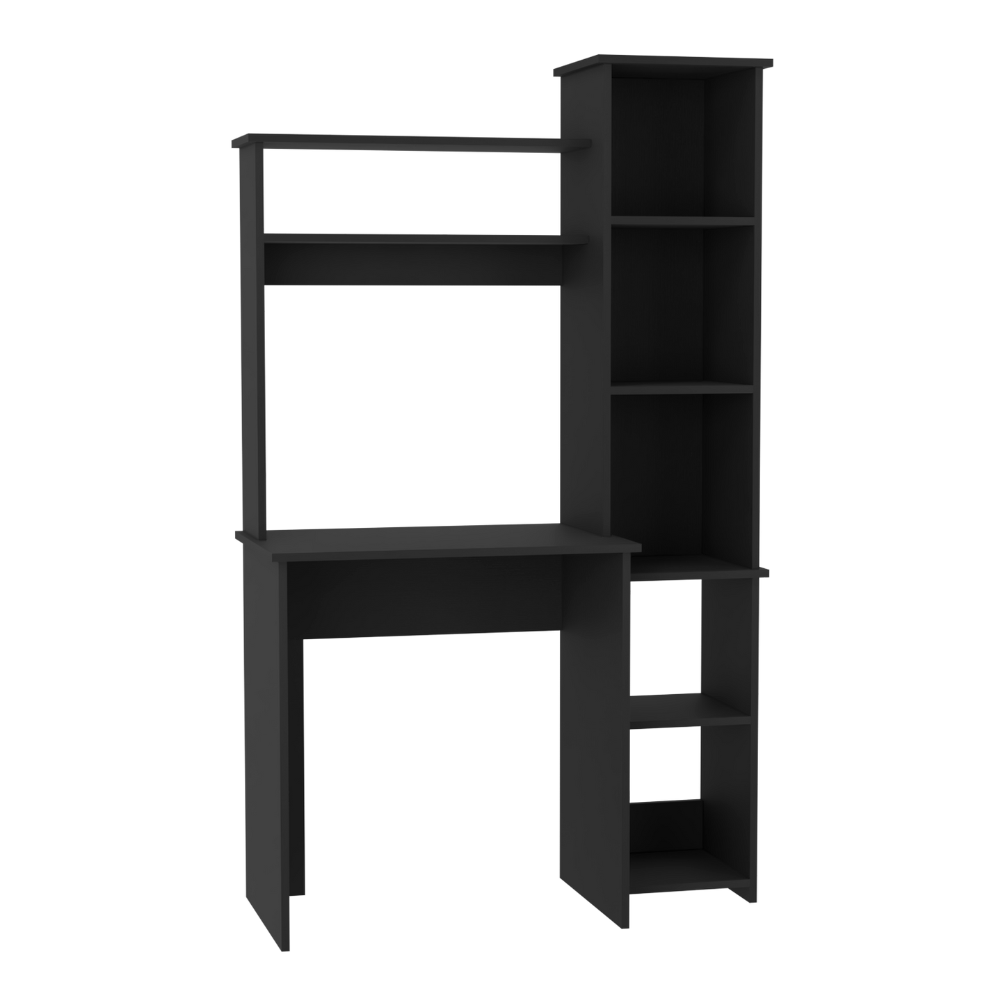 Tuhome Versalles Writing Desk with Two Superior Shelves, Five Side Open Storage Compartments, Space-Saving Modern Workstation Design for Studios and Offices, Ideal for Organization, Books, Accessories and Daily Productivity