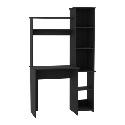 Tuhome Versalles Writing Desk with Two Superior Shelves, Five Side Open Storage Compartments, Space-Saving Modern Workstation Design for Studios and Offices, Ideal for Organization, Books, Accessories and Daily Productivity