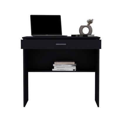 80 C Writting Desk, Compact Workstation with Drawer and Lower Shelf White