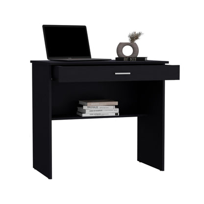 80 C Writting Desk, Compact Workstation with Drawer and Lower Shelf White
