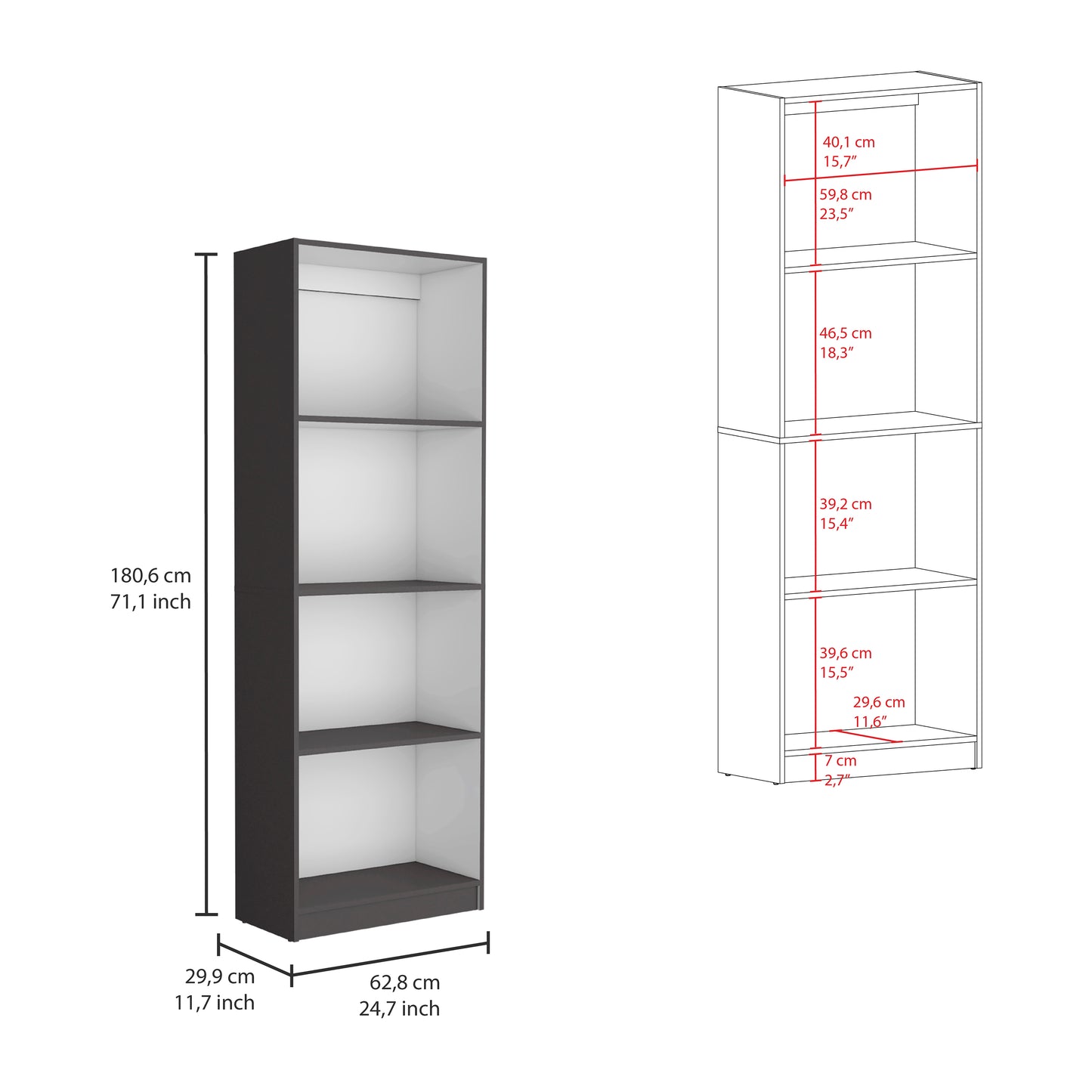 Home Bookcase with 4 open shelves