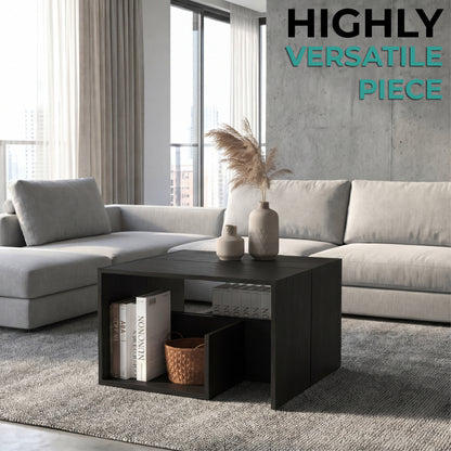 TUHOME Everet 25-Inch High Three-Tier Side Table with Tray-Style Top and Dual Lower Shelves, Compact End Table for Living Room, Sofa Side Storage, Modern Small-Space Organizer for Coffee, Décor and Everyday Essentials