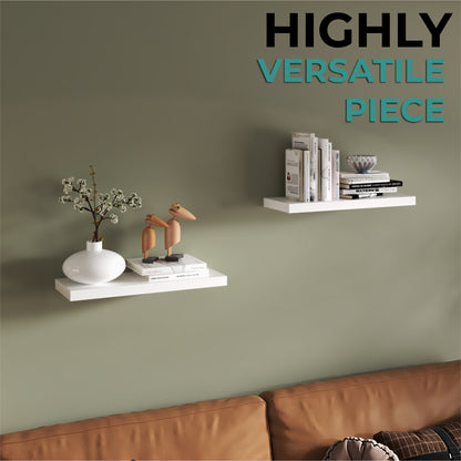 TUHOME Ecco 31.5-Inch Floating Shelves Set of Two with Hidden Brackets, Modern Wall-Mounted Shelves for Bedroom, Bathroom or Living Room Décor, Minimalist Display and Storage Solution for Books, Photos and Accessories