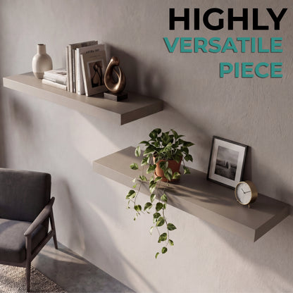 TUHOME Ecco 31.5-Inch Floating Shelves Set of Two with Hidden Brackets, Modern Wall-Mounted Shelves for Bedroom, Bathroom or Living Room Décor, Minimalist Display and Storage Solution for Books, Photos and Accessories