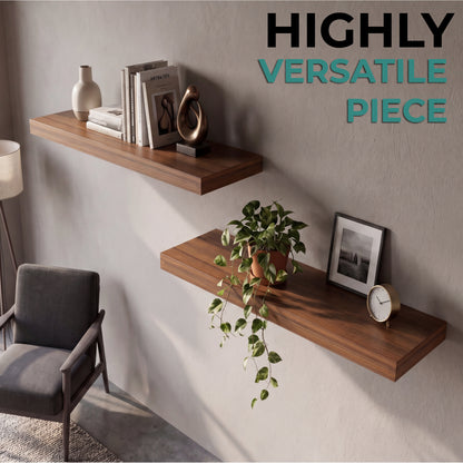 TUHOME Ecco 31.5-Inch Floating Shelves Set of Two with Hidden Brackets, Modern Wall-Mounted Shelves for Bedroom, Bathroom or Living Room Décor, Minimalist Display and Storage Solution for Books, Photos and Accessories