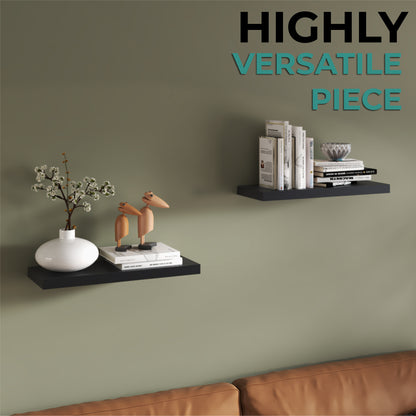 TUHOME Ecco 31.5-Inch Floating Shelves Set of Two with Hidden Brackets, Modern Wall-Mounted Shelves for Bedroom, Bathroom or Living Room Décor, Minimalist Display and Storage Solution for Books, Photos and Accessories