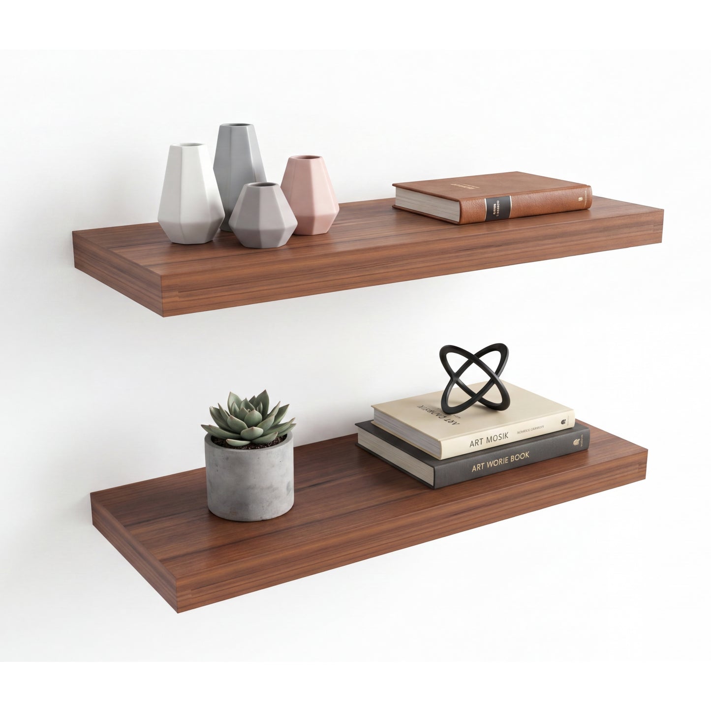 TUHOME Ecco 31.5-Inch Floating Shelves Set of Two with Hidden Brackets, Modern Wall-Mounted Shelves for Bedroom, Bathroom or Living Room Décor, Minimalist Display and Storage Solution for Books, Photos and Accessories