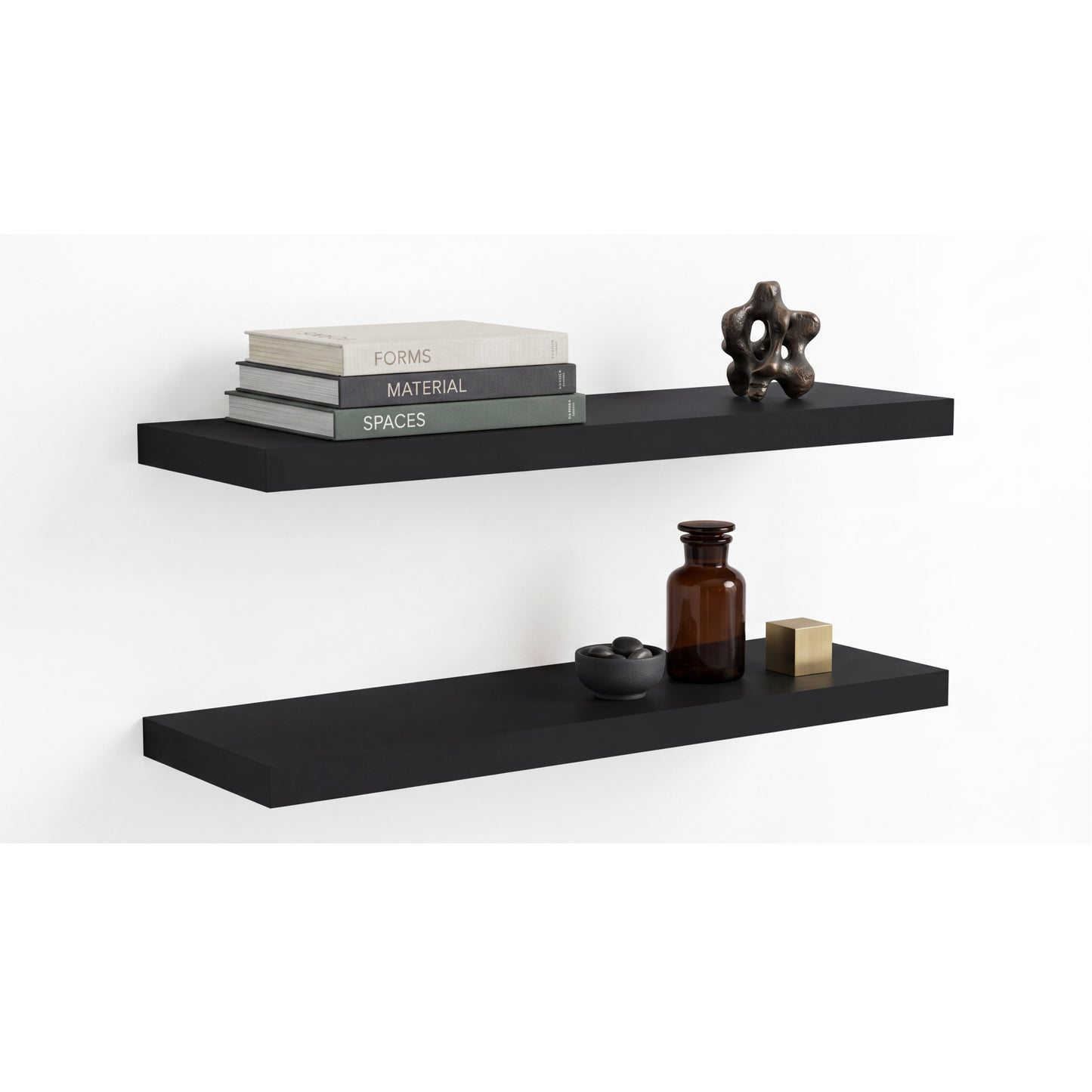 TUHOME Ecco 31.5-Inch Floating Shelves Set of Two with Hidden Brackets, Modern Wall-Mounted Shelves for Bedroom, Bathroom or Living Room Décor, Minimalist Display and Storage Solution for Books, Photos and Accessories