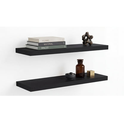 TUHOME Ecco 31.5-Inch Floating Shelves Set of Two with Hidden Brackets, Modern Wall-Mounted Shelves for Bedroom, Bathroom or Living Room Décor, Minimalist Display and Storage Solution for Books, Photos and Accessories