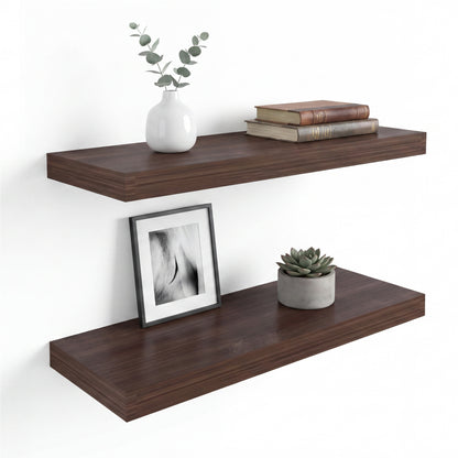 TUHOME Ecco 31.5-Inch Floating Shelves Set of Two with Hidden Brackets, Modern Wall-Mounted Shelves for Bedroom, Bathroom or Living Room Décor, Minimalist Display and Storage Solution for Books, Photos and Accessories