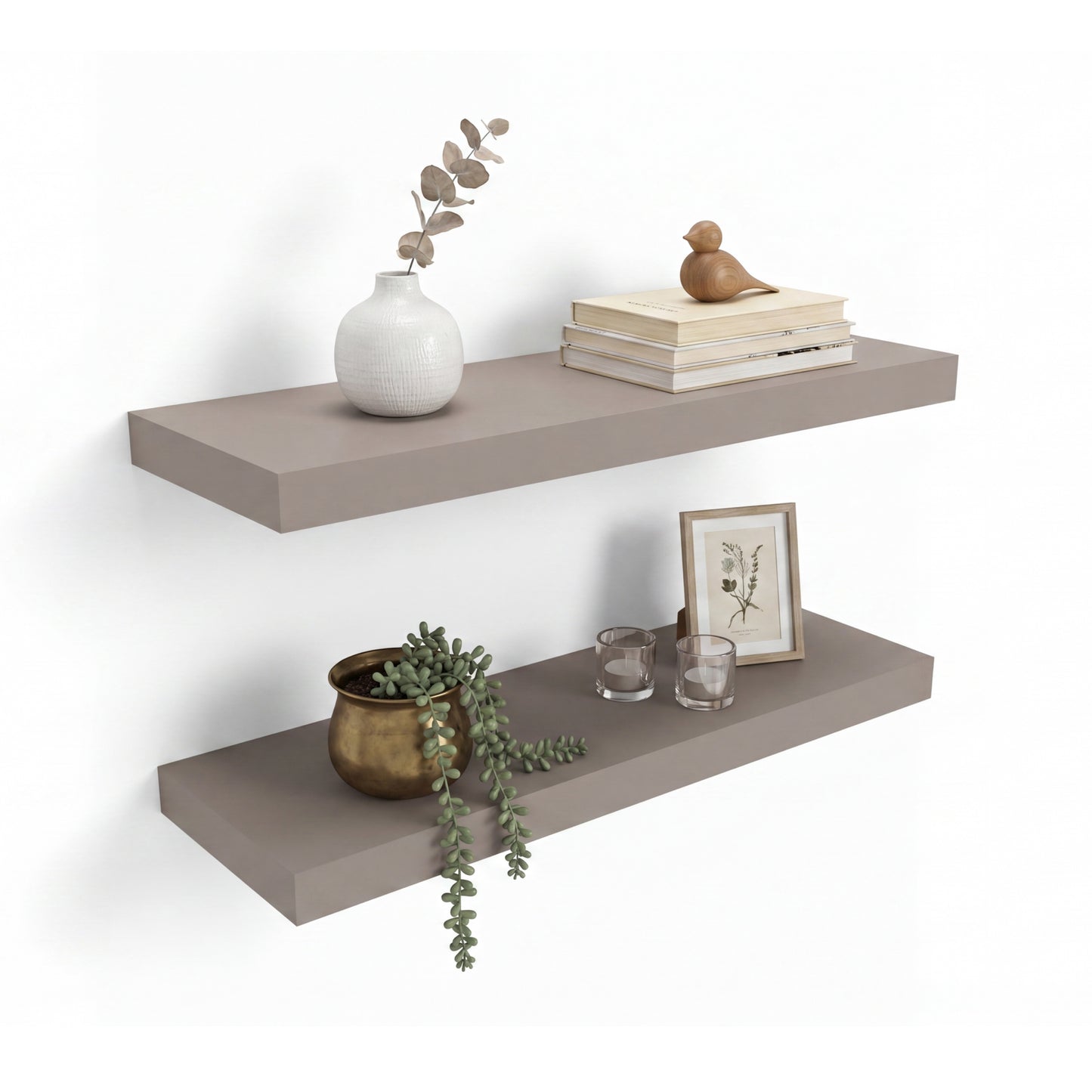 TUHOME Ecco 31.5-Inch Floating Shelves Set of Two with Hidden Brackets, Modern Wall-Mounted Shelves for Bedroom, Bathroom or Living Room Décor, Minimalist Display and Storage Solution for Books, Photos and Accessories