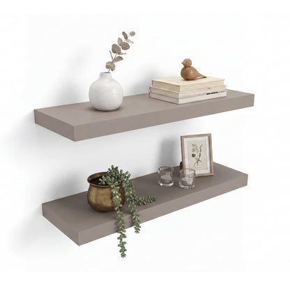 TUHOME Ecco 31.5-Inch Floating Shelves Set of Two with Hidden Brackets, Modern Wall-Mounted Shelves for Bedroom, Bathroom or Living Room Décor, Minimalist Display and Storage Solution for Books, Photos and Accessories
