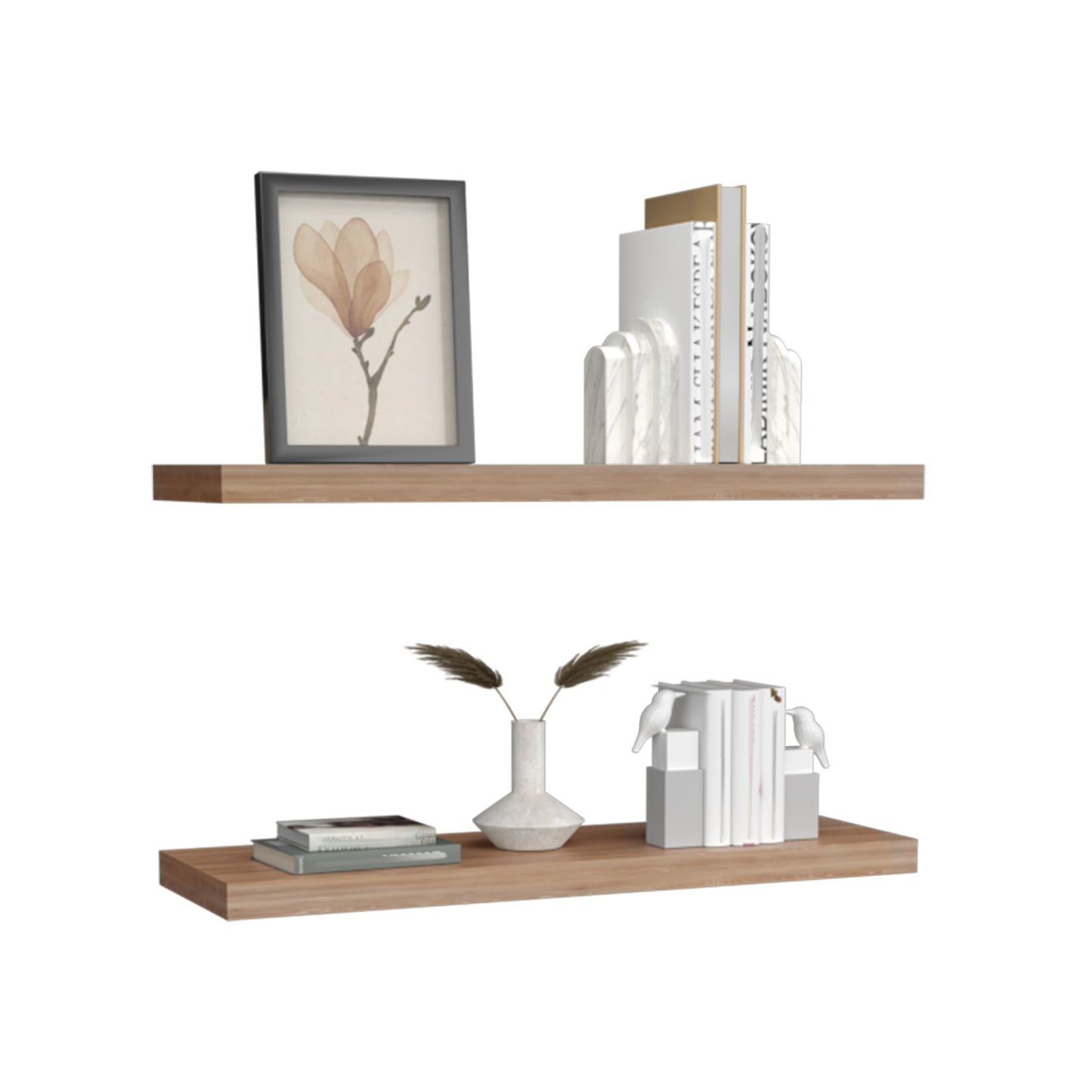TUHOME Ecco 31.5-Inch Floating Shelves Set of Two with Hidden Brackets, Modern Wall-Mounted Shelves for Bedroom, Bathroom or Living Room Décor, Minimalist Display and Storage Solution for Books, Photos and Accessories