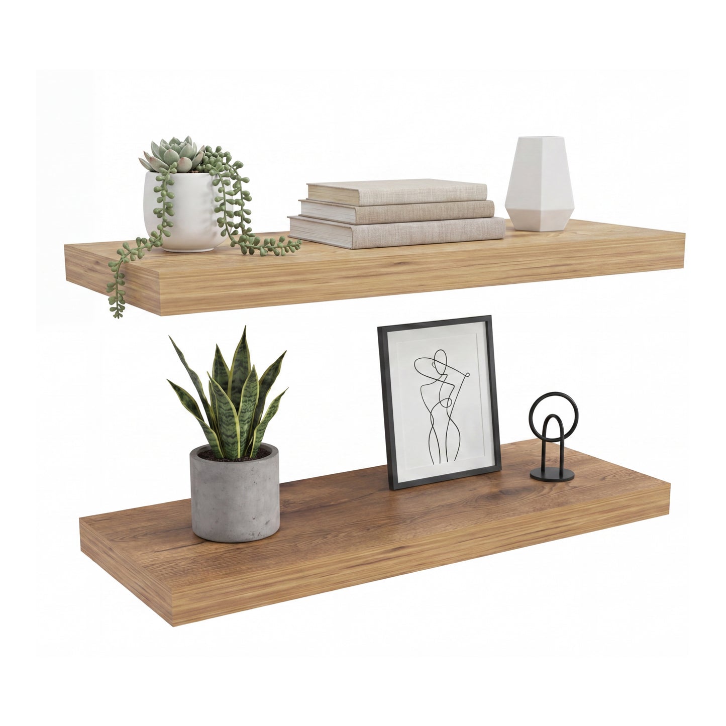 TUHOME Ecco 31.5-Inch Floating Shelves Set of Two with Hidden Brackets, Modern Wall-Mounted Shelves for Bedroom, Bathroom or Living Room Décor, Minimalist Display and Storage Solution for Books, Photos and Accessories