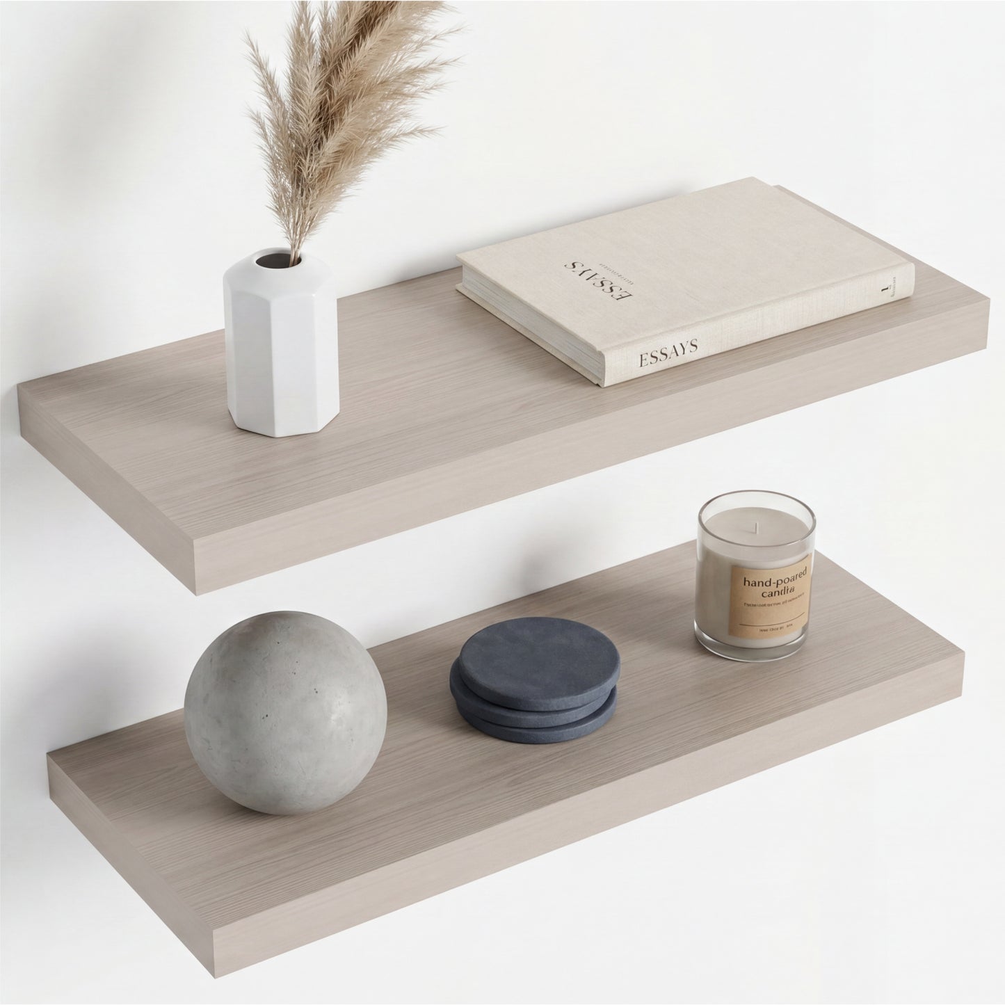 TUHOME Ecco 31.5-Inch Floating Shelves Set of Two with Hidden Brackets, Modern Wall-Mounted Shelves for Bedroom, Bathroom or Living Room Décor, Minimalist Display and Storage Solution for Books, Photos and Accessories