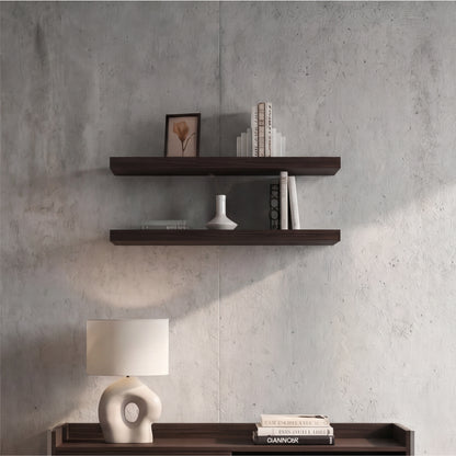 TUHOME Ecco 31.5-Inch Floating Shelves Set of Two with Hidden Brackets, Modern Wall-Mounted Shelves for Bedroom, Bathroom or Living Room Décor, Minimalist Display and Storage Solution for Books, Photos and Accessories