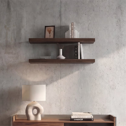TUHOME Ecco 31.5-Inch Floating Shelves Set of Two with Hidden Brackets, Modern Wall-Mounted Shelves for Bedroom, Bathroom or Living Room Décor, Minimalist Display and Storage Solution for Books, Photos and Accessories