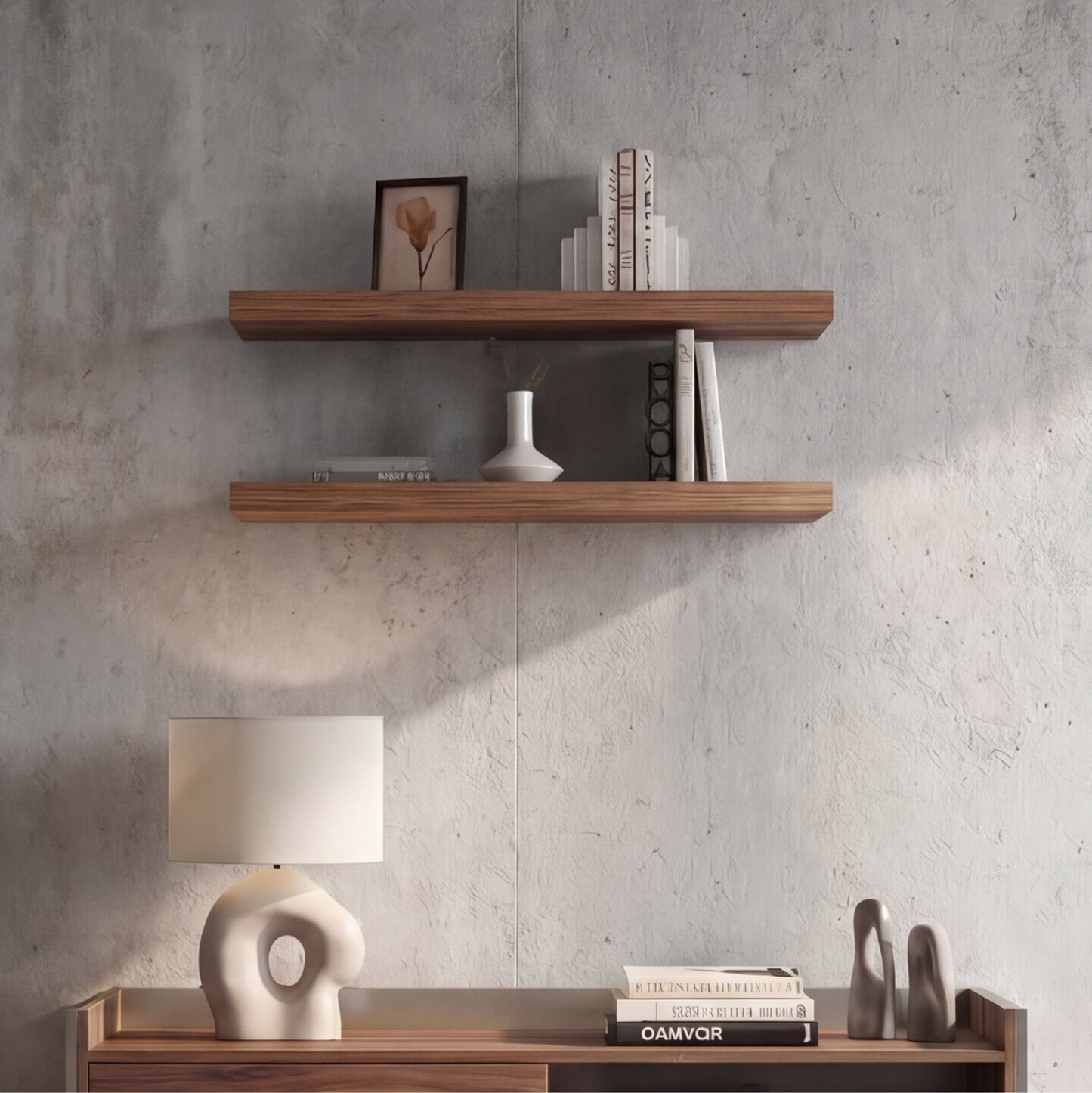 TUHOME Ecco 31.5-Inch Floating Shelves Set of Two with Hidden Brackets, Modern Wall-Mounted Shelves for Bedroom, Bathroom or Living Room Décor, Minimalist Display and Storage Solution for Books, Photos and Accessories