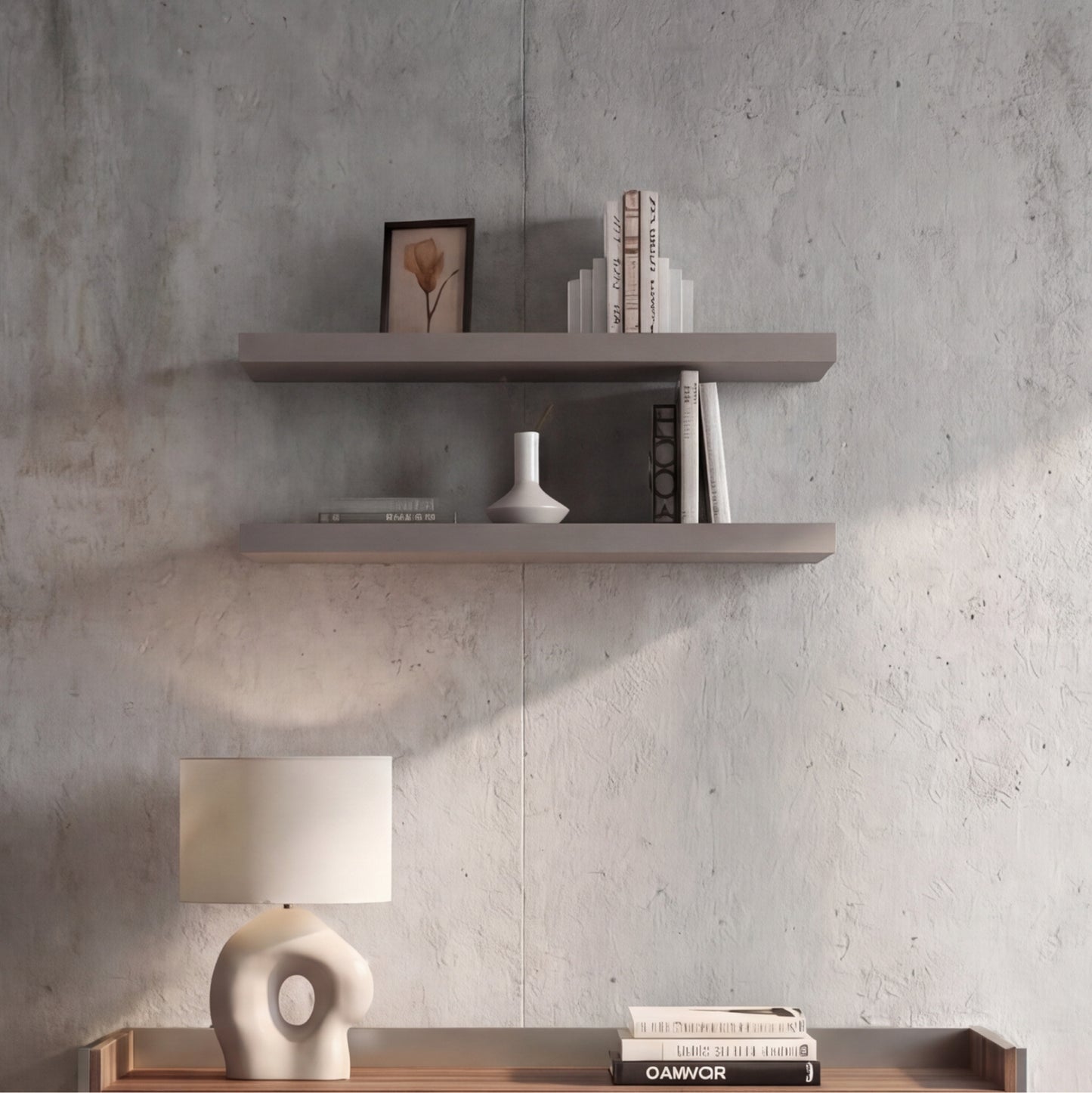 TUHOME Ecco 31.5-Inch Floating Shelves Set of Two with Hidden Brackets, Modern Wall-Mounted Shelves for Bedroom, Bathroom or Living Room Décor, Minimalist Display and Storage Solution for Books, Photos and Accessories