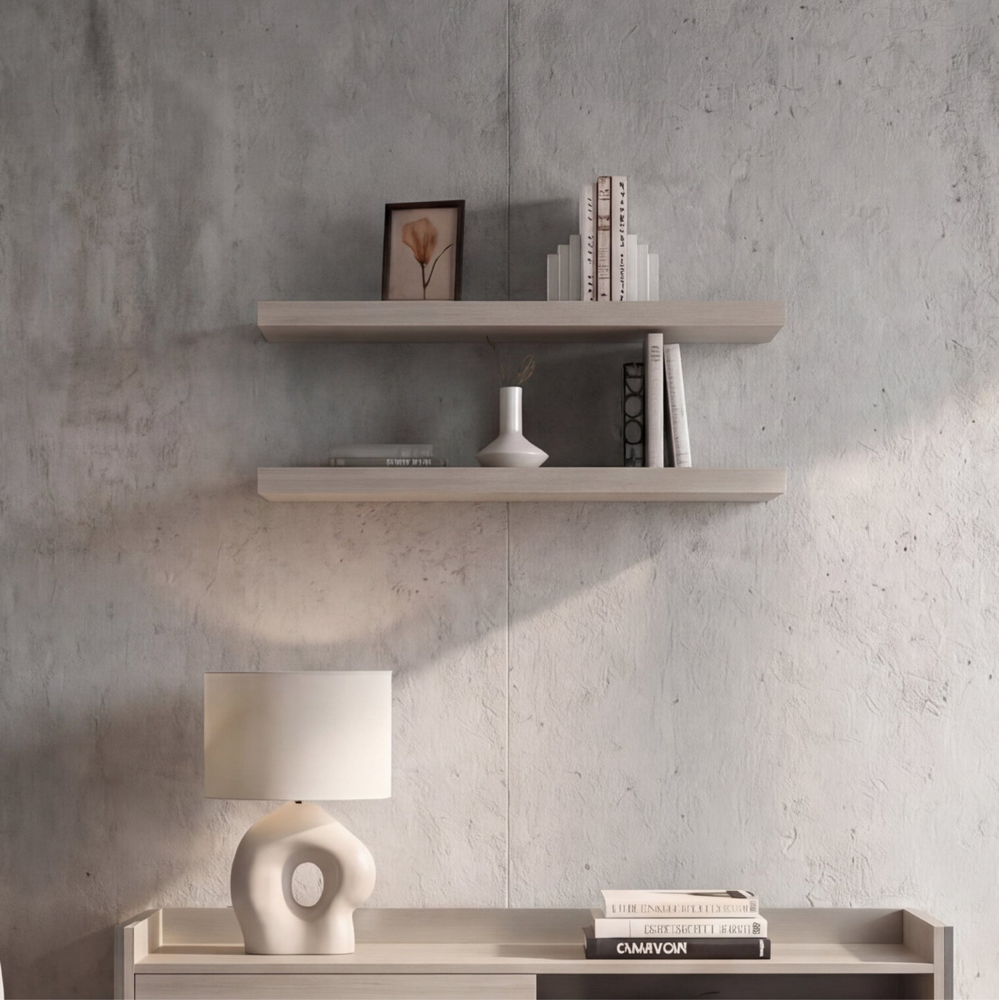 TUHOME Ecco 31.5-Inch Floating Shelves Set of Two with Hidden Brackets, Modern Wall-Mounted Shelves for Bedroom, Bathroom or Living Room Décor, Minimalist Display and Storage Solution for Books, Photos and Accessories
