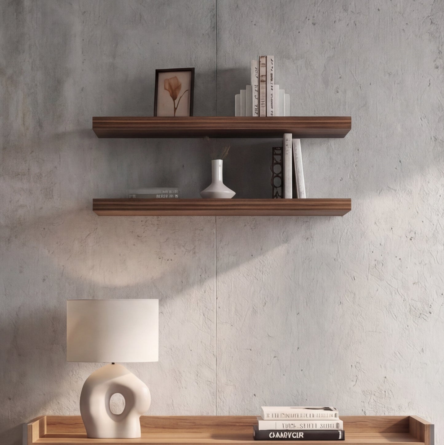 TUHOME Ecco 31.5-Inch Floating Shelves Set of Two with Hidden Brackets, Modern Wall-Mounted Shelves for Bedroom, Bathroom or Living Room Décor, Minimalist Display and Storage Solution for Books, Photos and Accessories