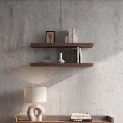 TUHOME Ecco 31.5-Inch Floating Shelves Set of Two with Hidden Brackets, Modern Wall-Mounted Shelves for Bedroom, Bathroom or Living Room Décor, Minimalist Display and Storage Solution for Books, Photos and Accessories