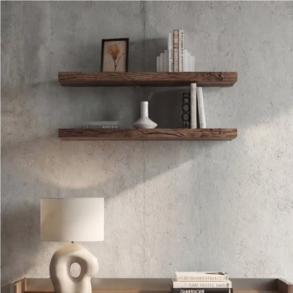 TUHOME Ecco 31.5-Inch Floating Shelves Set of Two with Hidden Brackets, Modern Wall-Mounted Shelves for Bedroom, Bathroom or Living Room Décor, Minimalist Display and Storage Solution for Books, Photos and Accessories
