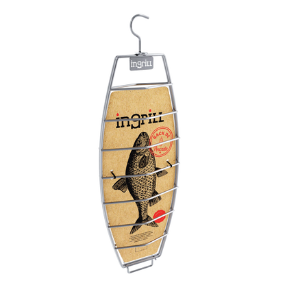 INGRILL Stainless Steel Fish Rack for Barrel & Drum Smokers – 304 Stainless Steel Hanging Fish Basket with Locking Hinge for Vertical Smoking & Grilling