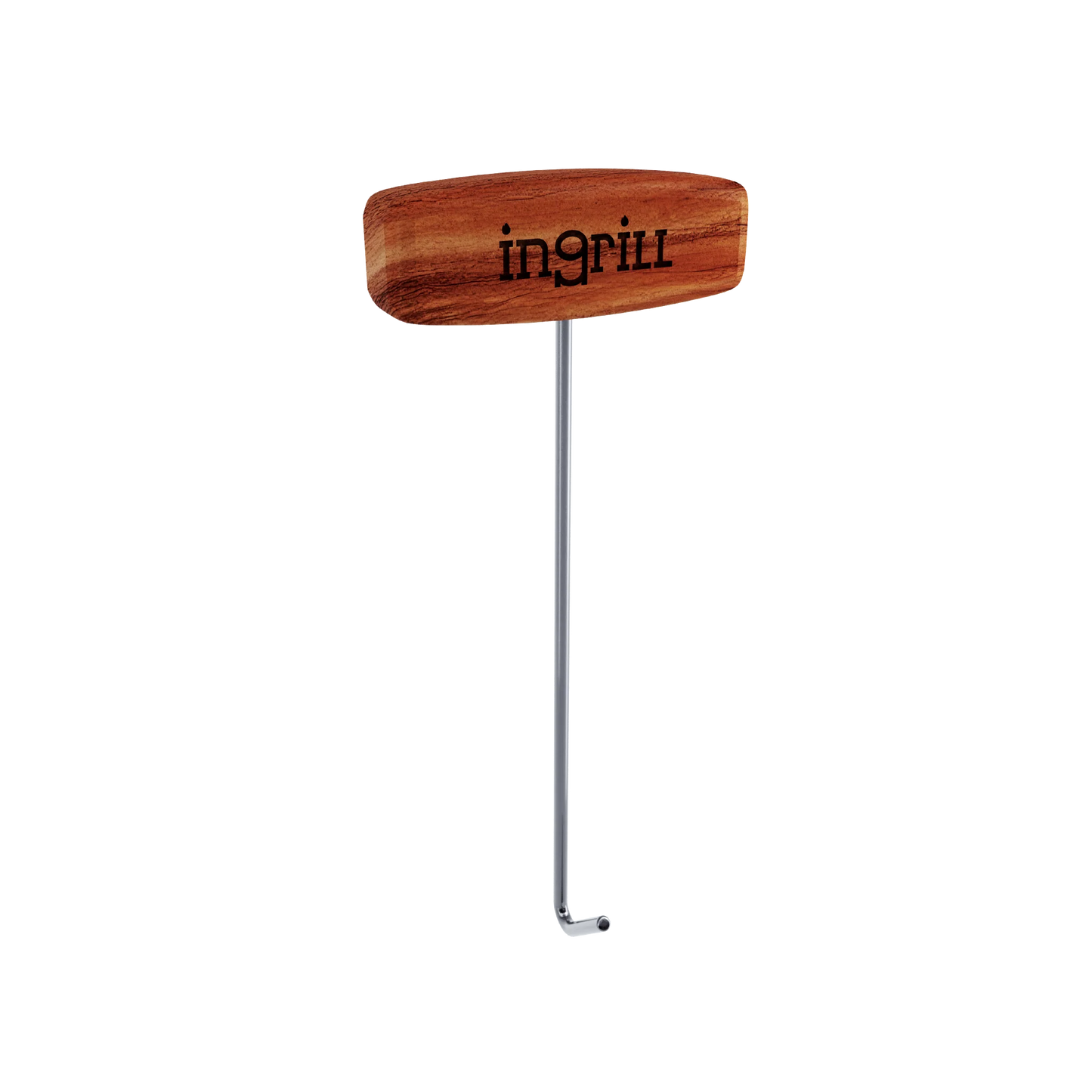 INGRILL Stainless Steel Meat Hook Tool for Barrel Smokers – Heavy-Duty 304 Stainless Steel BBQ Hook with Teak Wood Handle for Lifting, Hanging & Handling Meat