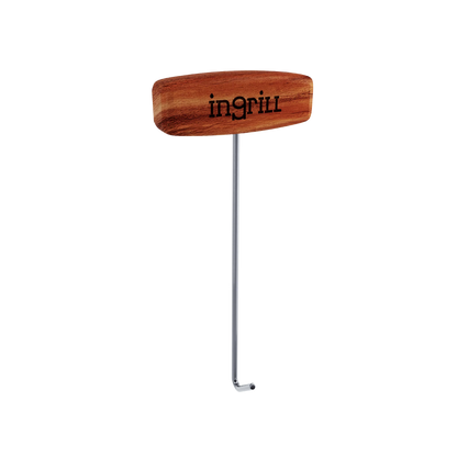 INGRILL Stainless Steel Meat Hook Tool for Barrel Smokers – Heavy-Duty 304 Stainless Steel BBQ Hook with Teak Wood Handle for Lifting, Hanging & Handling Meat