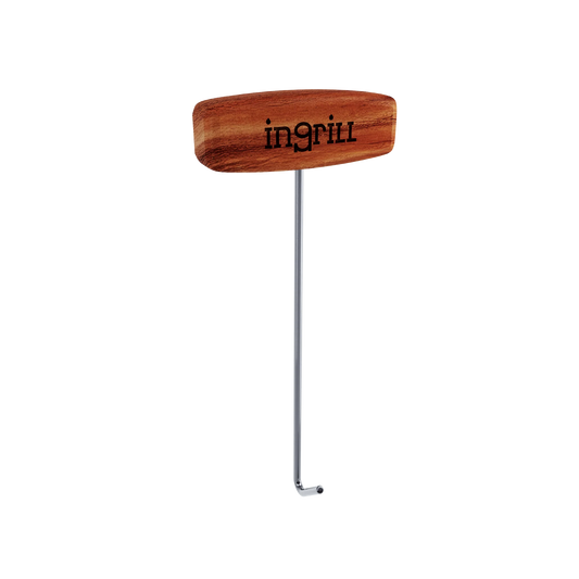 INGRILL Stainless Steel Meat Hook Tool for Barrel Smokers – Heavy-Duty 304 Stainless Steel BBQ Hook with Teak Wood Handle for Lifting, Hanging & Handling Meat