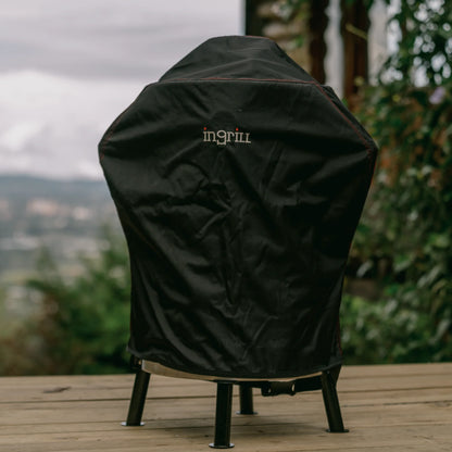 INGRILL Small Barrel Grill Cover – Weather-Resistant Waterproof Black Canvas Cover with Bottom Straps, Secure Outdoor Protection for Small Smokers