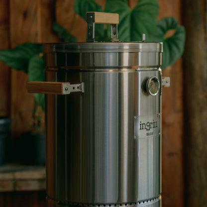 3-in-1 Stainless Steel Smoker Barrel Grill – Portable Charcoal BBQ with Thermometer, Outdoor Cooking Smoker for Camping, Backyard & Home BBQ INGRILL